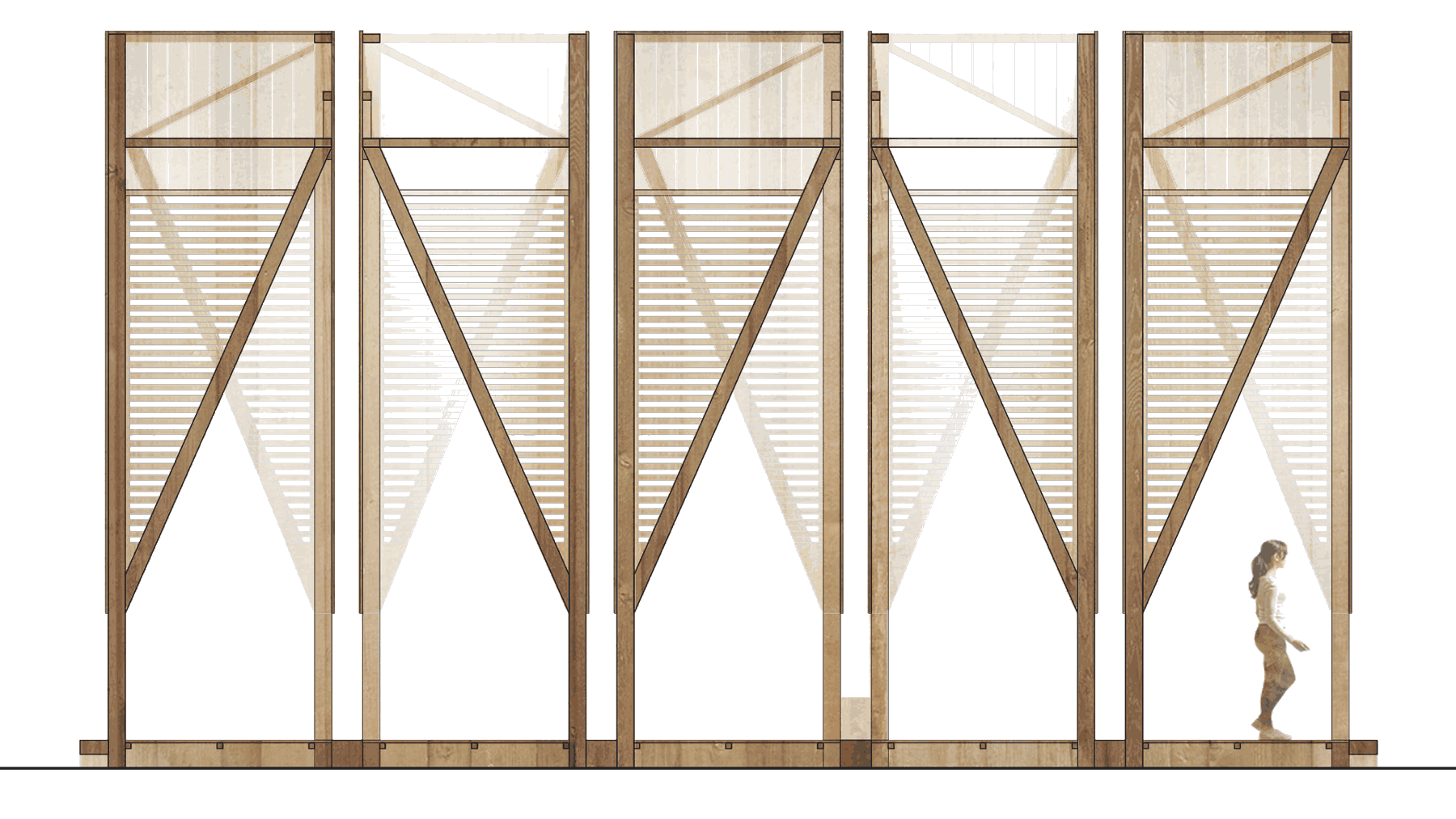 Studio della forma dell'installazione di Atelier Poem per il Festival des cabanes di Villa Medici 2023, realizzata da Wooden Houses
